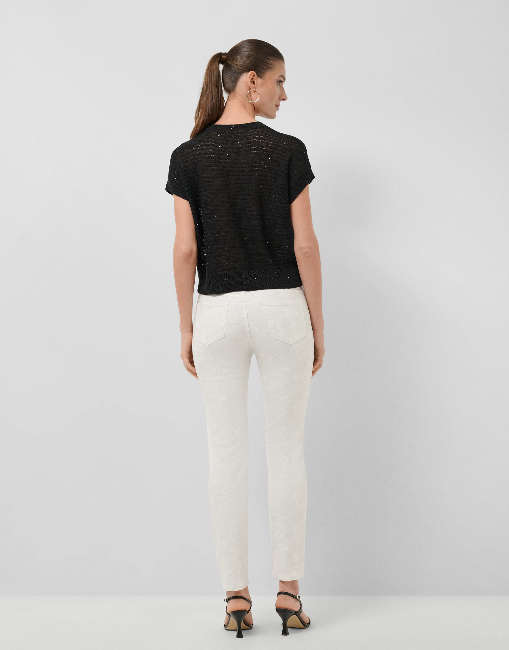 Jersey punto lino desagujado negro - Mujer | Roberto Verino