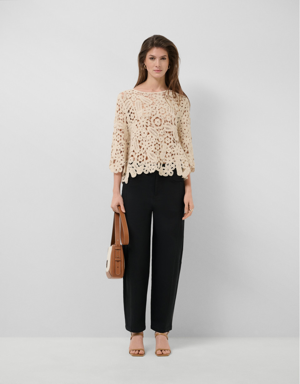 Jersey punto calado beige - Mujer - PV2026 | Roberto Verino