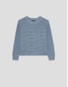 Blue long-sleeved wave pattern jumper - Woman | Roberto Verino