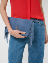 Bolso bandolera Cleo ante azul - Mujer - PV2026 | Roberto Verino