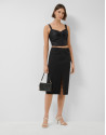 Black technical fabric straight midi skirt | Roberto Verino