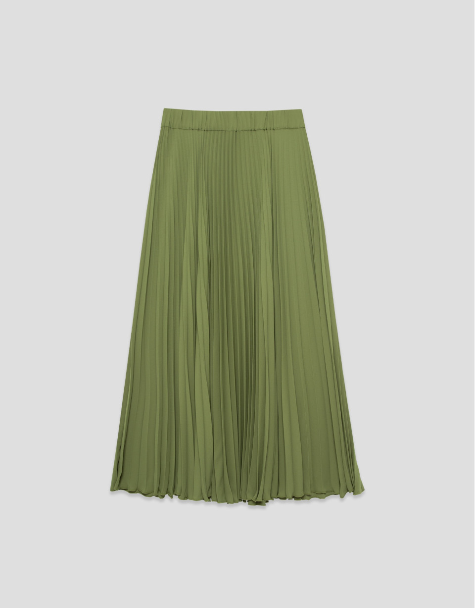 Moss green pleated skirt - Woman - SS2026 | Roberto Verino