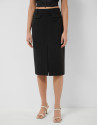 Falda recta midi tejido técnico negro - Mujer | Roberto Verino