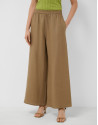Camel linen palazzo trousers - Woman - SS2026 | Roberto Verino