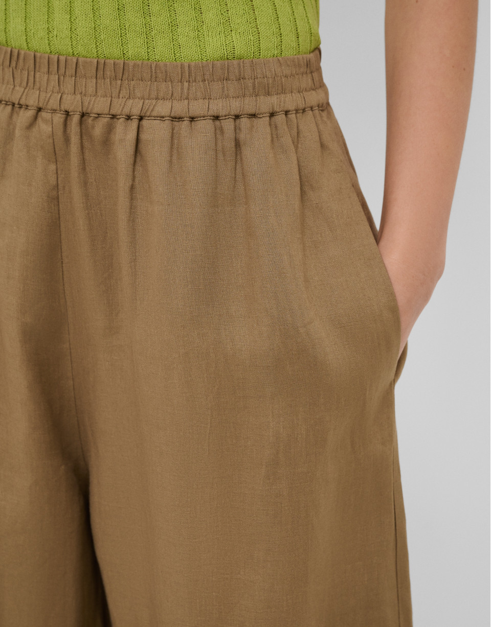 Pantalón palazzo lino cámel - Mujer - PV2026 | Roberto Verino