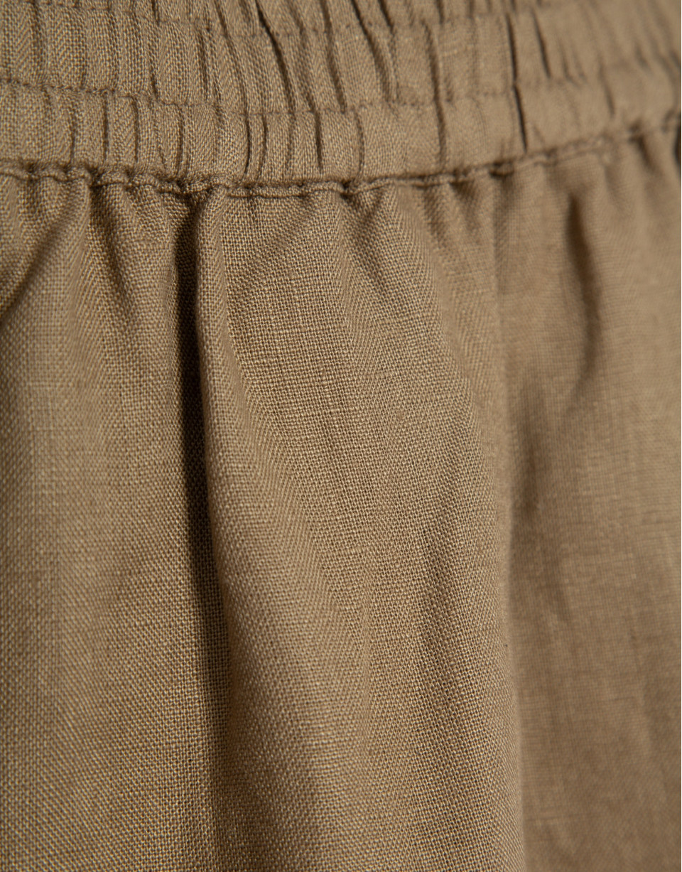 Camel linen palazzo trousers - Woman - SS2026 | Roberto Verino