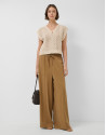 Pantalón ancho fruncido marrón - Mujer | Roberto Verino