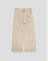 Pantalón fluido tonos beige claro con cinturón | Roberto Verino