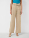 Light beige flowing trousers with belt - Woman | Roberto Verino
