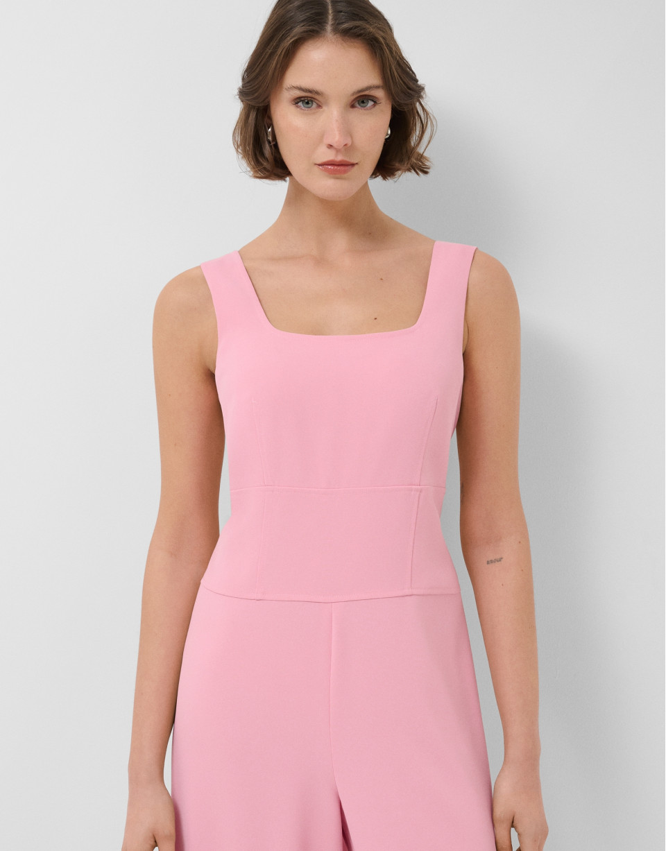 Pink crepe strappy jumpsuit - Woman - SS2026 | Roberto Verino