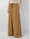 Pantalón ancho fruncido marrón - Mujer | Roberto Verino