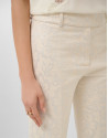 Pantalón recto beige jacquard floral hilo ... | Roberto Verino