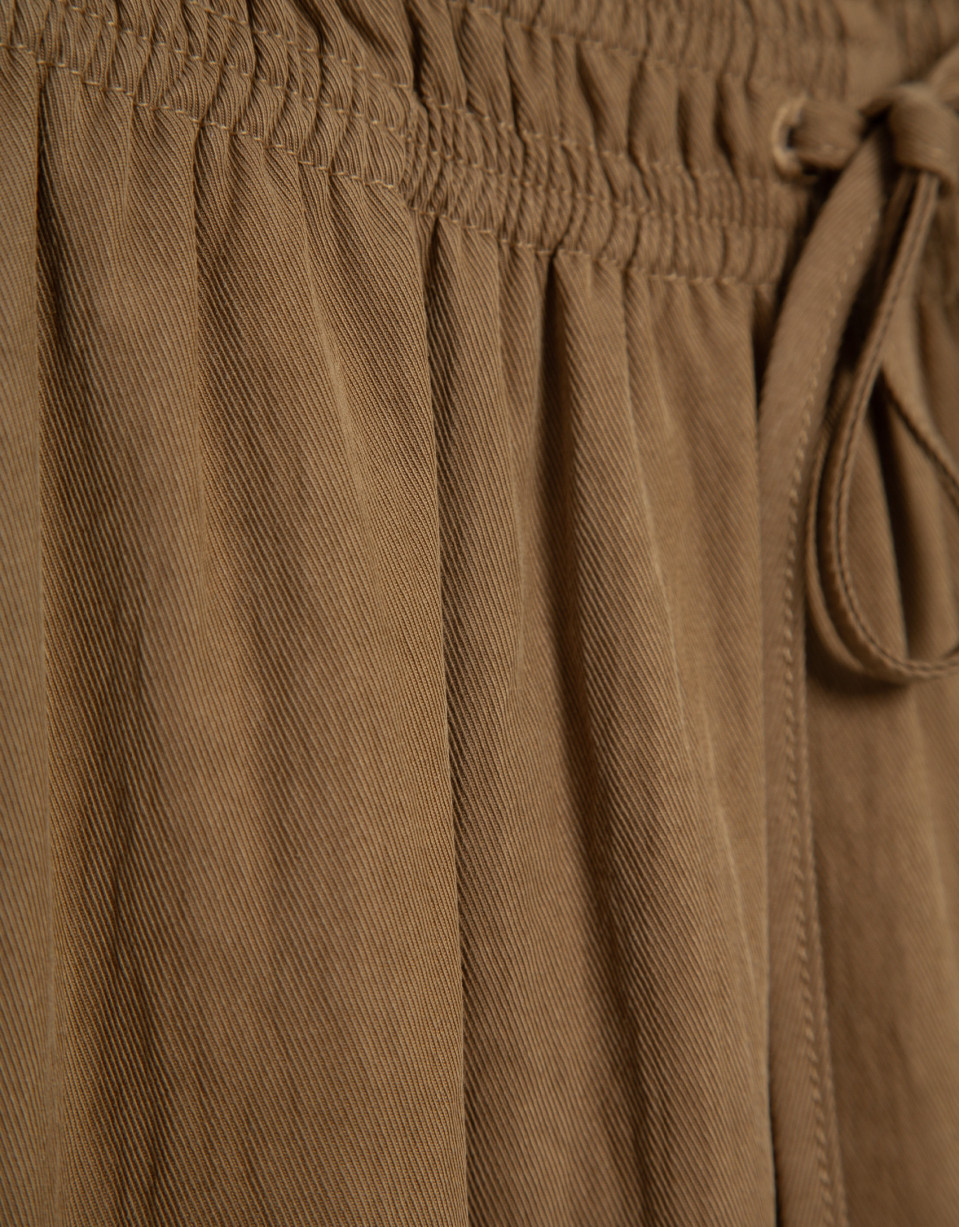 Pantalón ancho fruncido marrón - Mujer | Roberto Verino