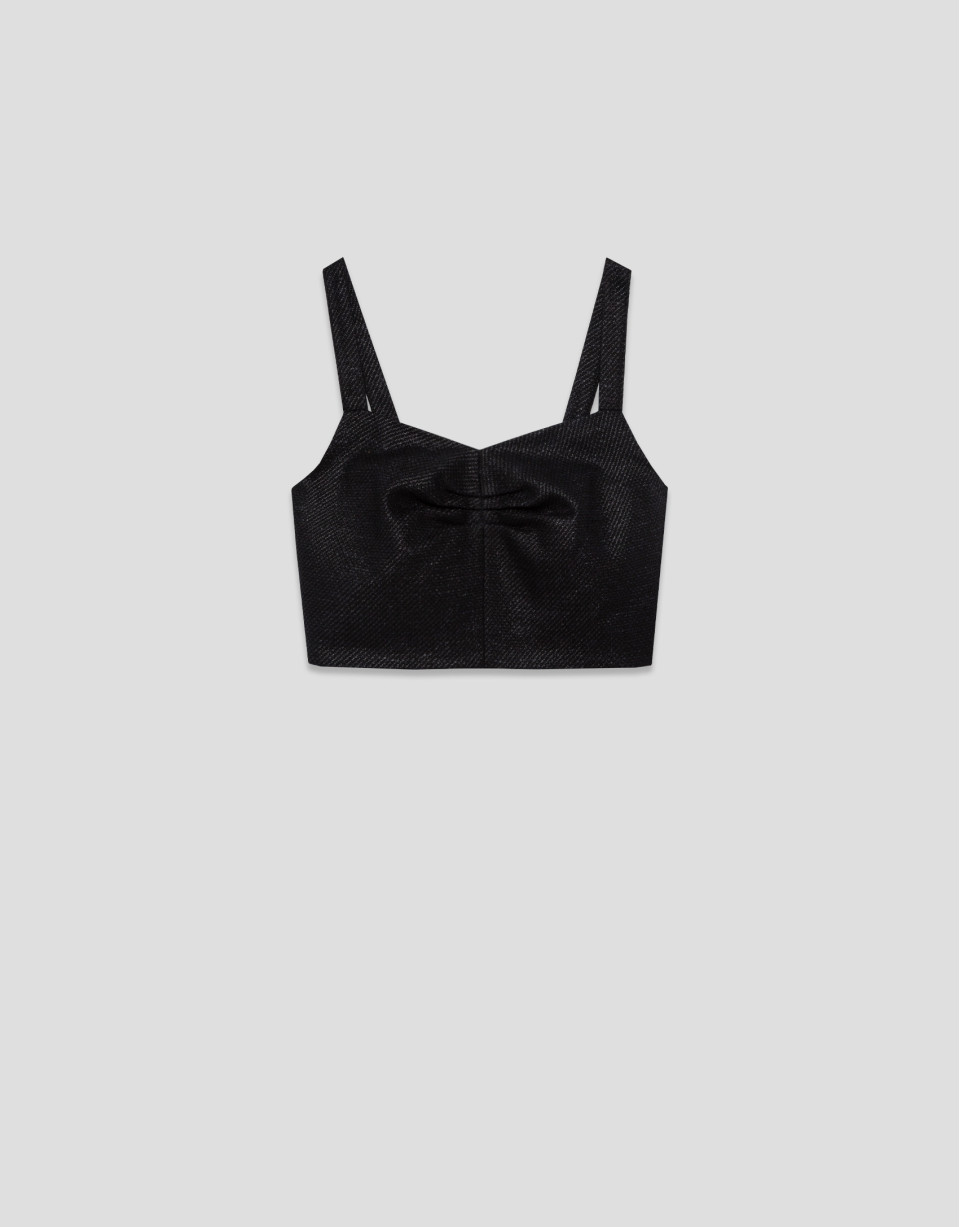 Crop top tejido trama negra - Mujer - PV2026 | Roberto Verino