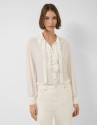 Ecru chiffon blouse with ruffles on the front | Roberto Verino