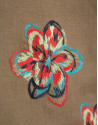 Camel linen Bermuda shorts with floral ... | Roberto Verino