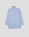Oversized blue and white striped linen shirt | Roberto Verino
