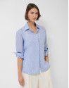 Oversized blue and white striped linen shirt | Roberto Verino