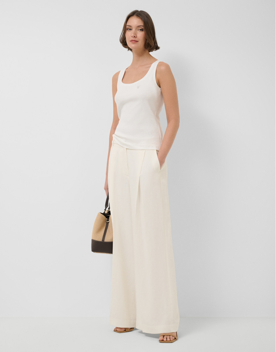 Camiseta tirantes punto canalé blanco - Mujer | Roberto Verino