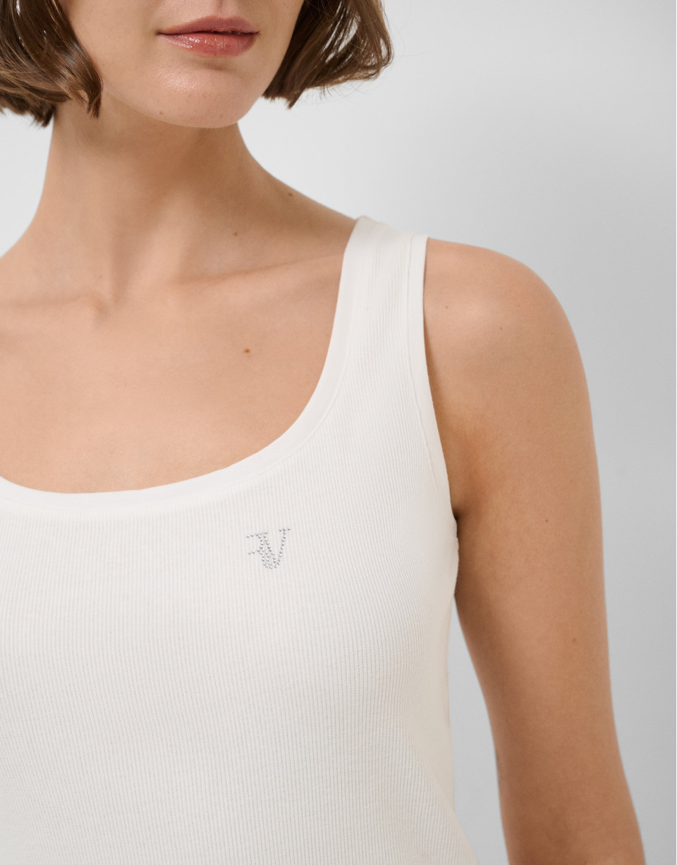 White ribbed tank top - Woman - SS2026 | Roberto Verino