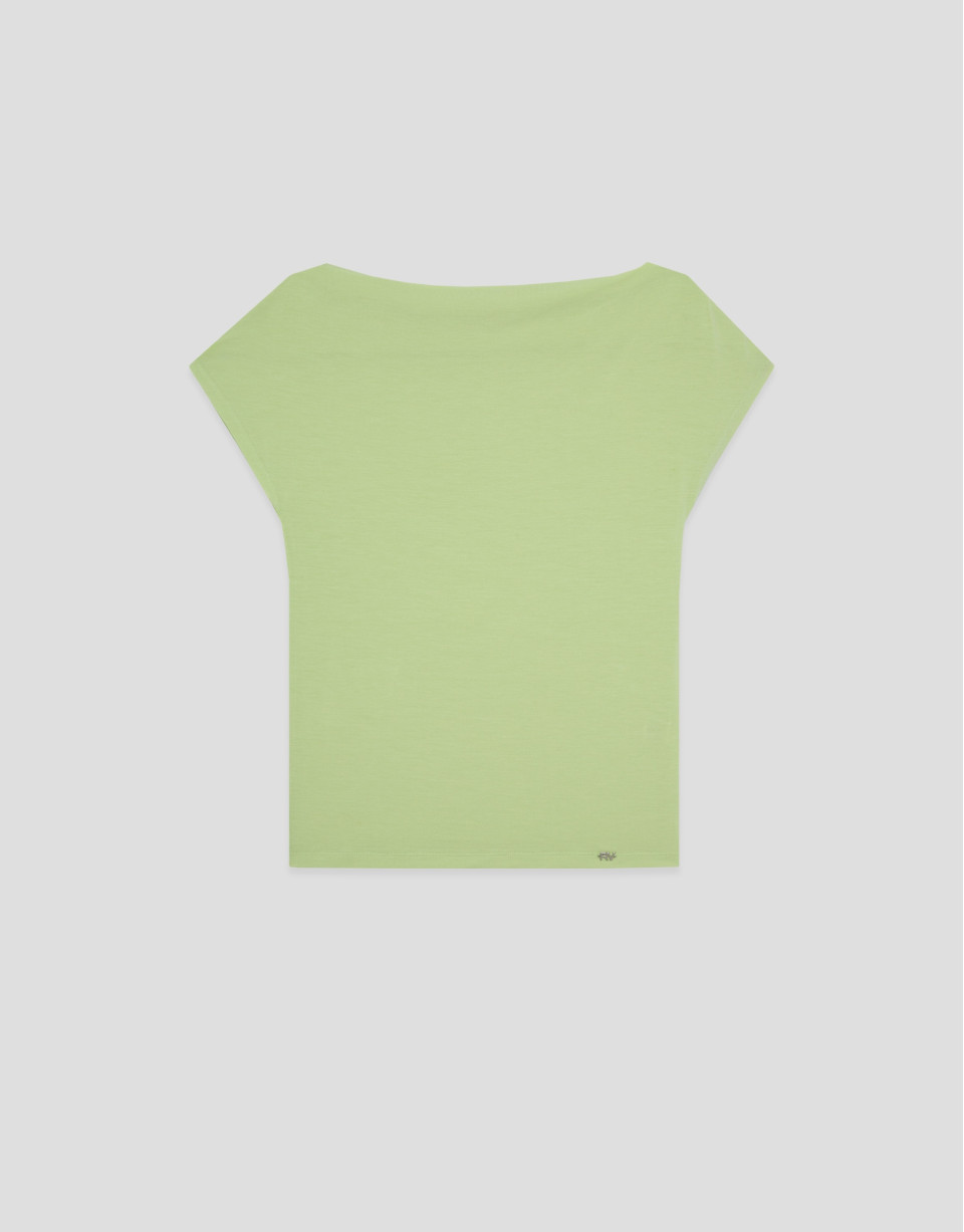 Camiseta escote drapeado verde - Mujer - PV2026 | Roberto Verino