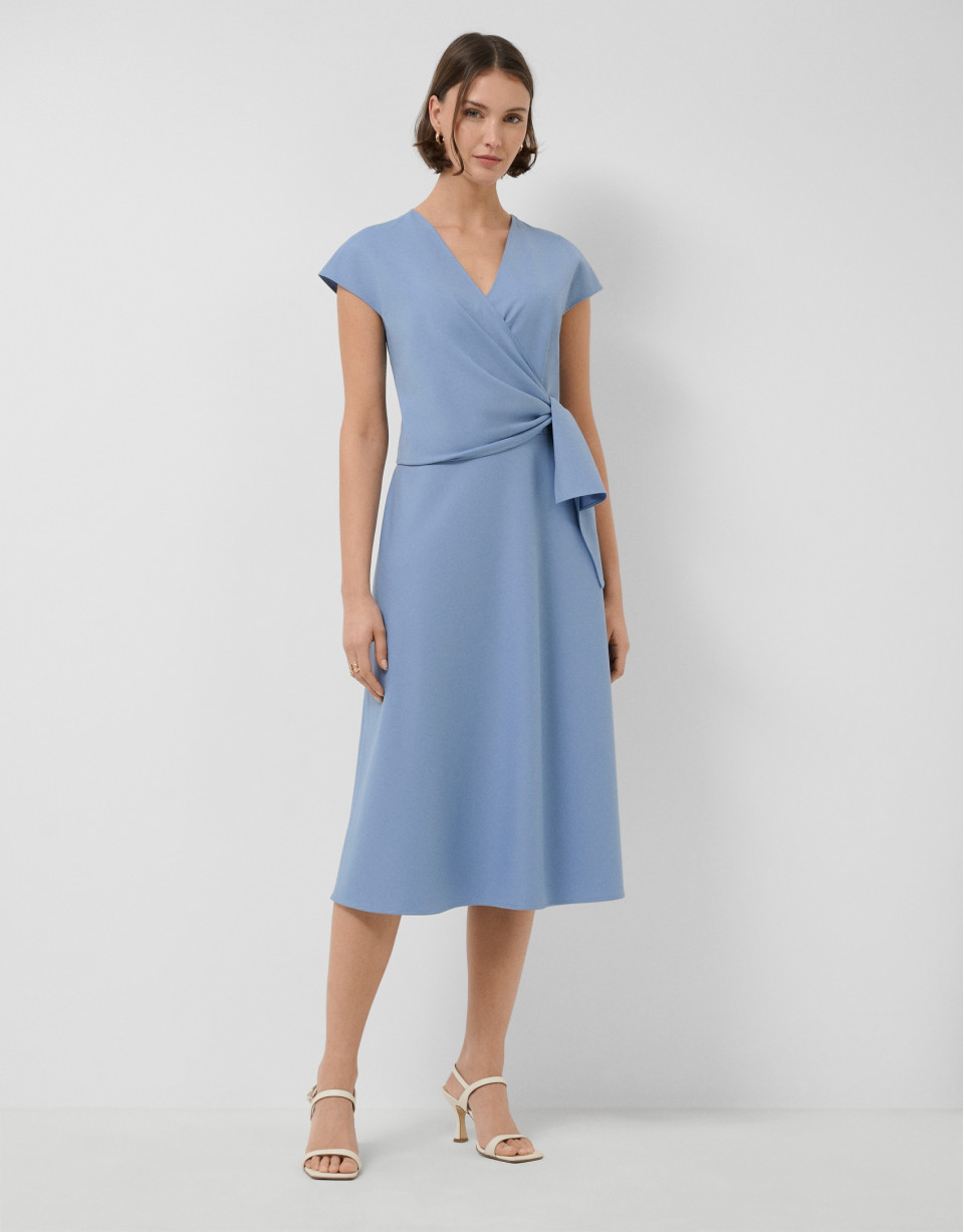 Vestido midi cruzado sin mangas azul - Mujer | Roberto Verino