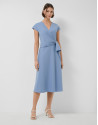 Blue sleeveless wrap midi dress - Woman | Roberto Verino