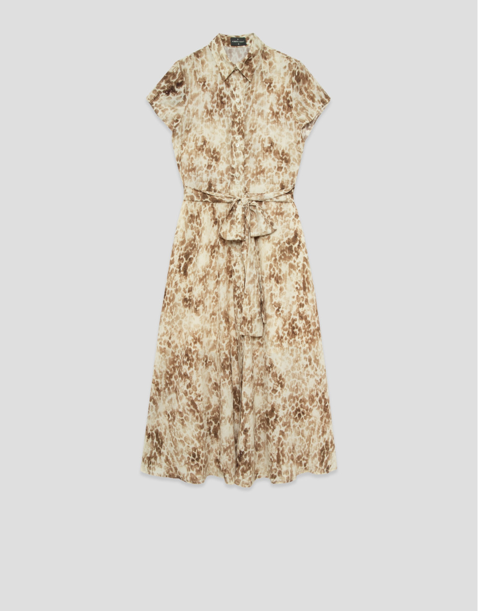 Vestido camisero estampado tonos cámel - Mujer | Roberto Verino