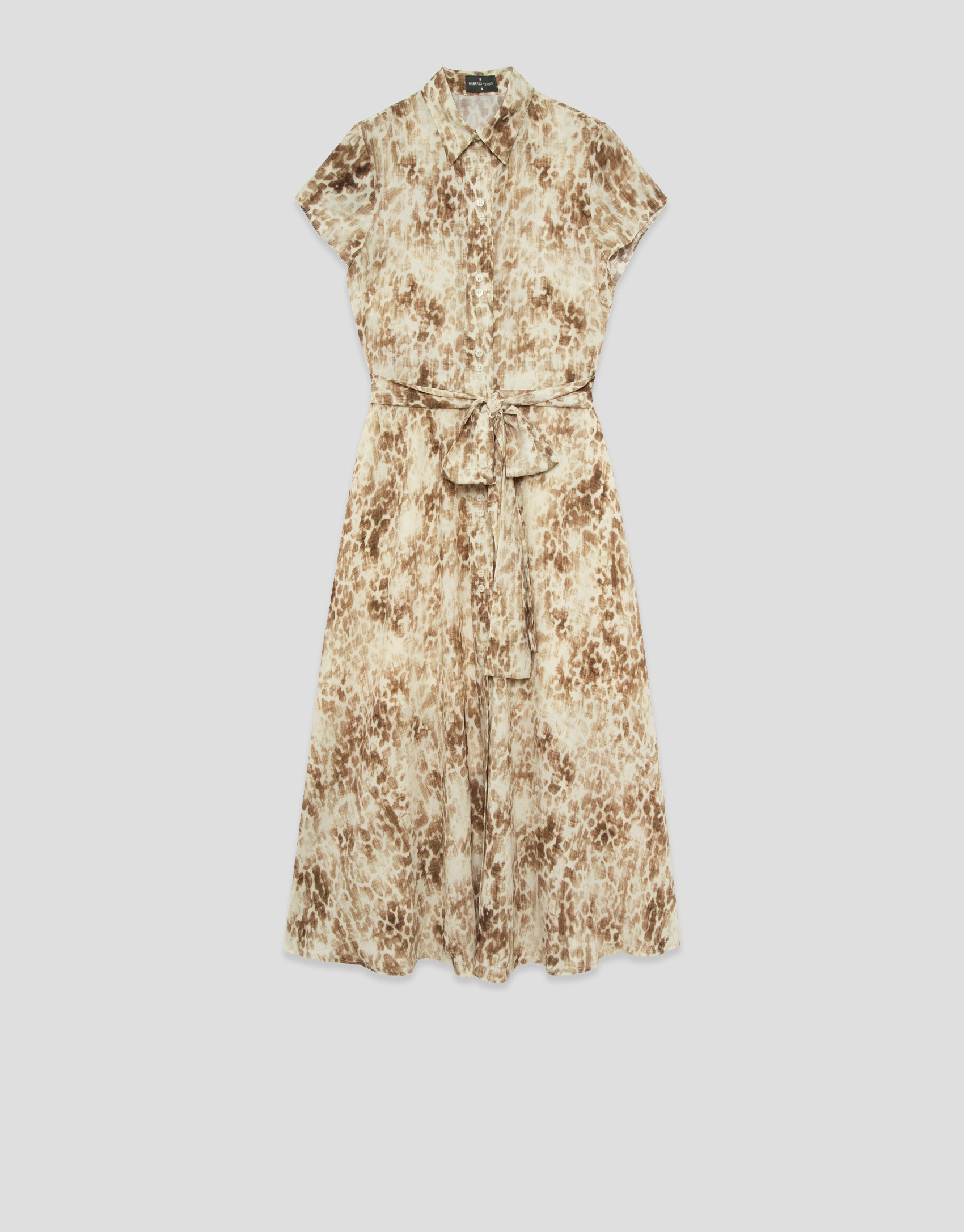 Vestido camisero estampado tonos cámel - Mujer | Roberto Verino