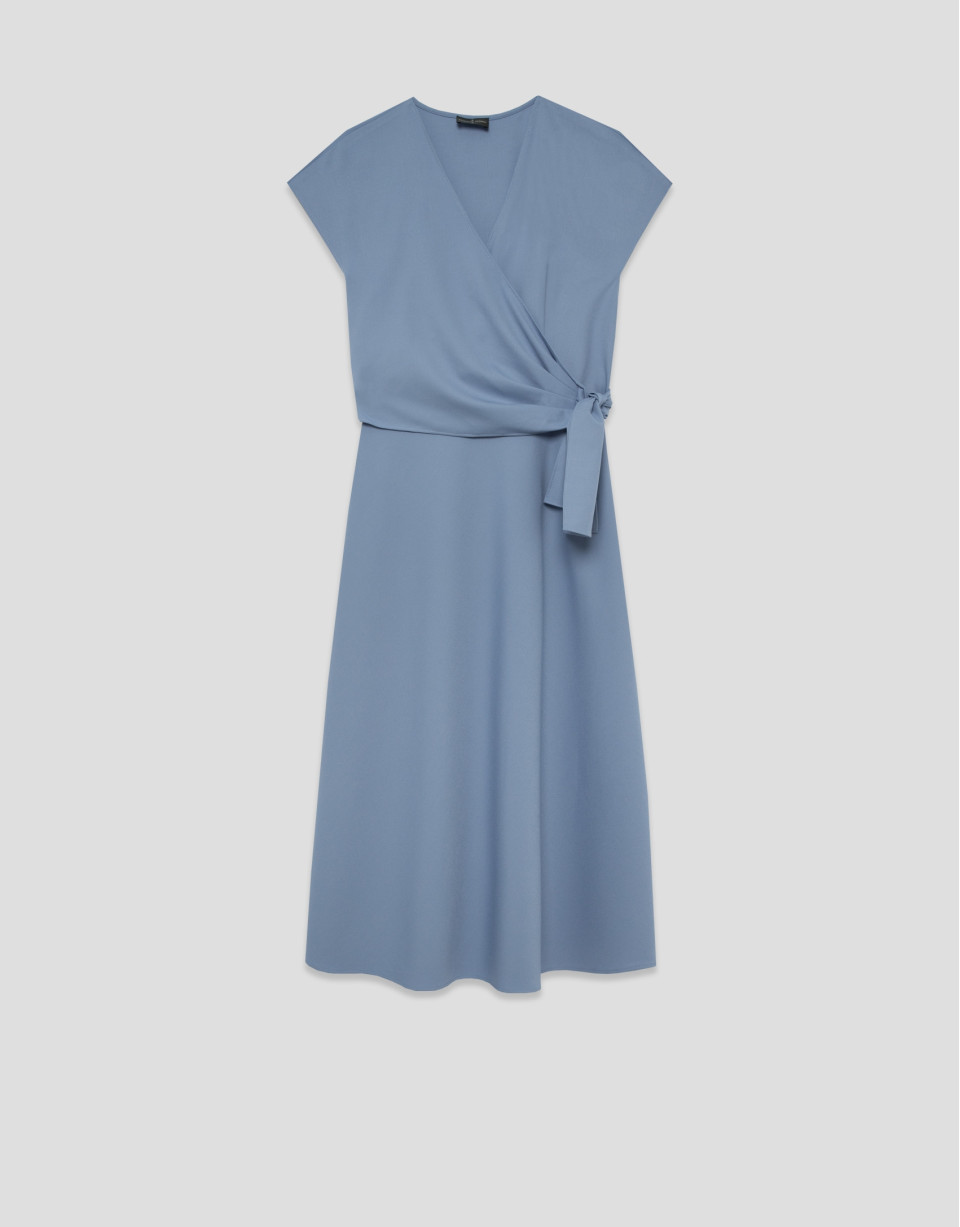 Blue sleeveless wrap midi dress - Woman | Roberto Verino