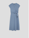 Blue sleeveless wrap midi dress - Woman | Roberto Verino
