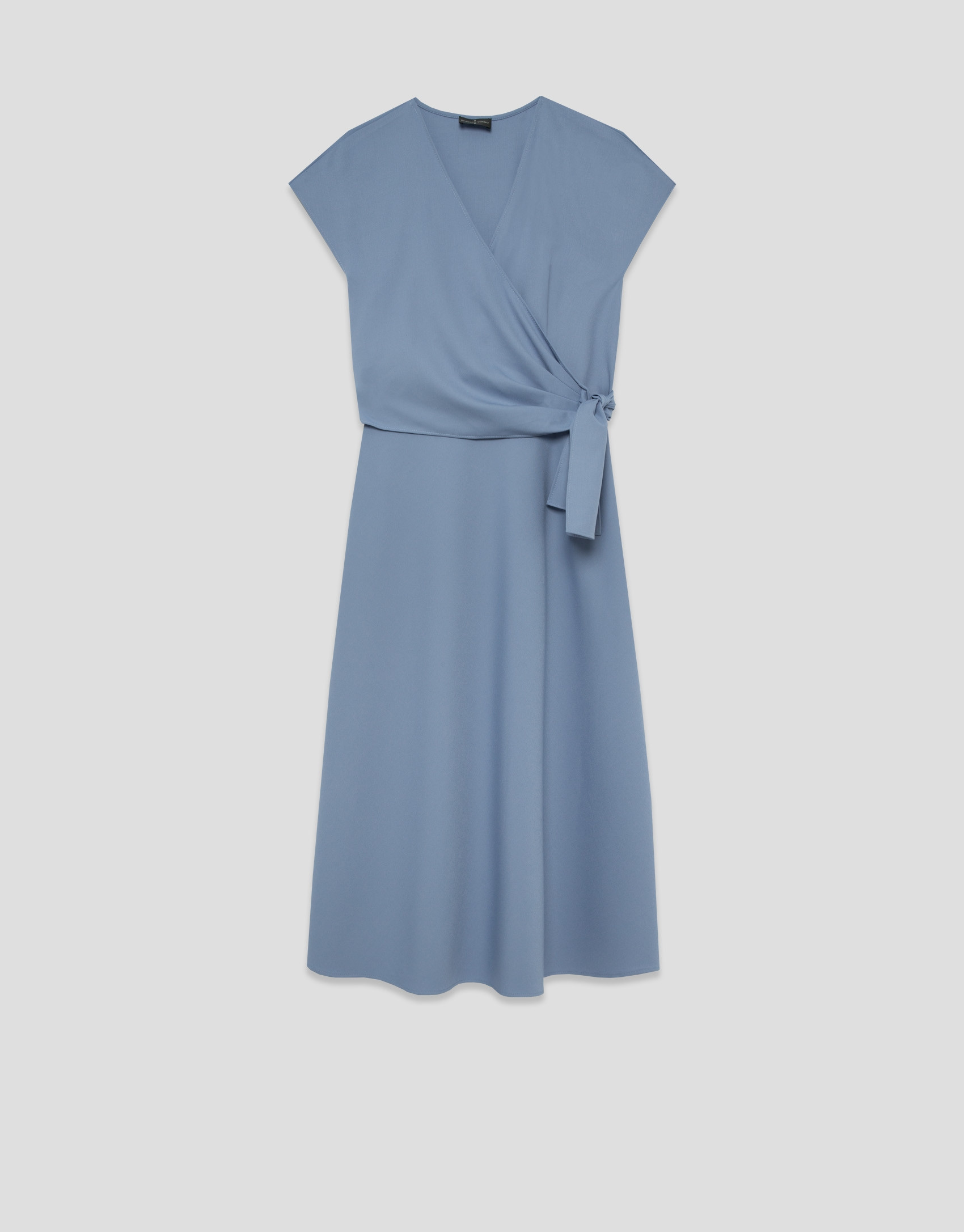 Vestido midi cruzado sin mangas azul - Mujer | Roberto Verino