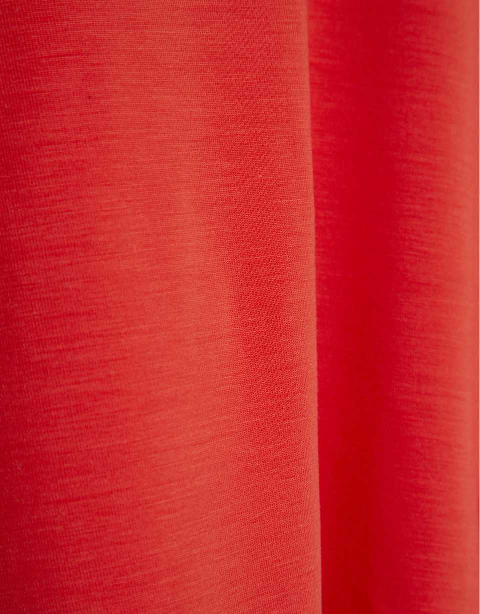 Camiseta hombro fruncido rojo coral - Mujer | Roberto Verino