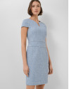 Vestido recto manga corta tweed tonos azules | Roberto Verino