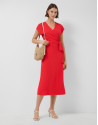 Vestido midi cruzado sin mangas punto rojo | Roberto Verino