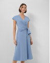 Blue sleeveless wrap midi dress - Woman | Roberto Verino