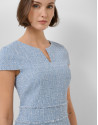 Vestido recto manga corta tweed tonos azules | Roberto Verino