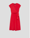 Red knit sleeveless wrap midi dress - Woman | Roberto Verino