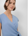 Vestido midi cruzado sin mangas azul - Mujer | Roberto Verino