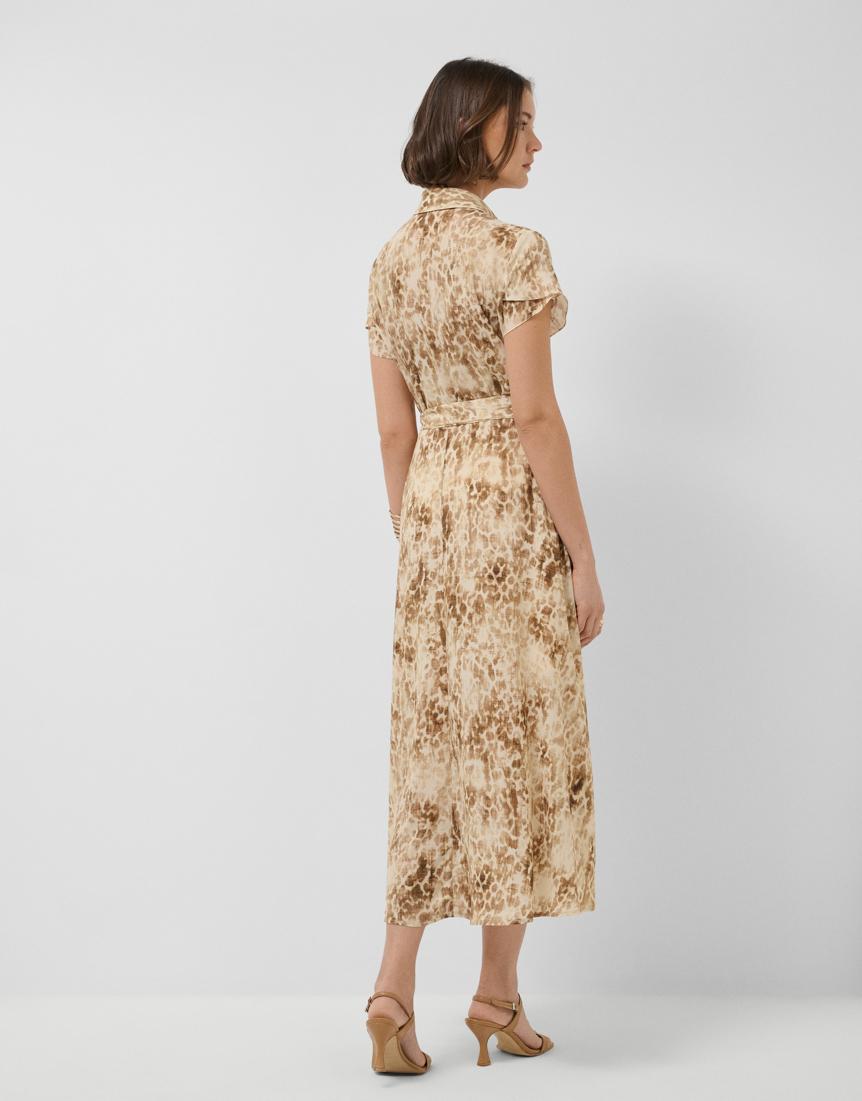 Vestido camisero estampado tonos cámel - Mujer | Roberto Verino