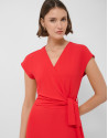 Vestido midi cruzado sin mangas punto rojo | Roberto Verino
