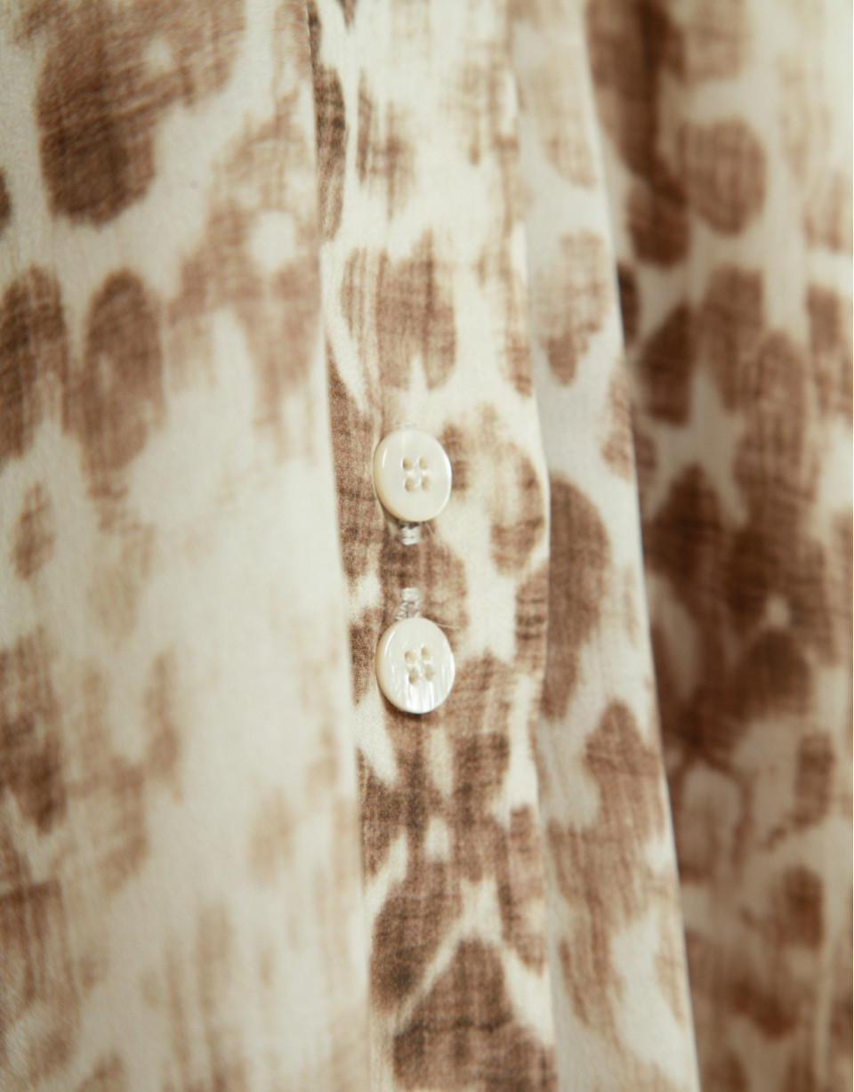 Camel-coloured printed shirt dress - Woman | Roberto Verino