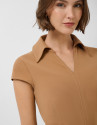 Sleeveless camel dress with V-neck - Woman | Roberto Verino