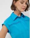 Blue shirt midi dress with lace trim - Woman | Roberto Verino