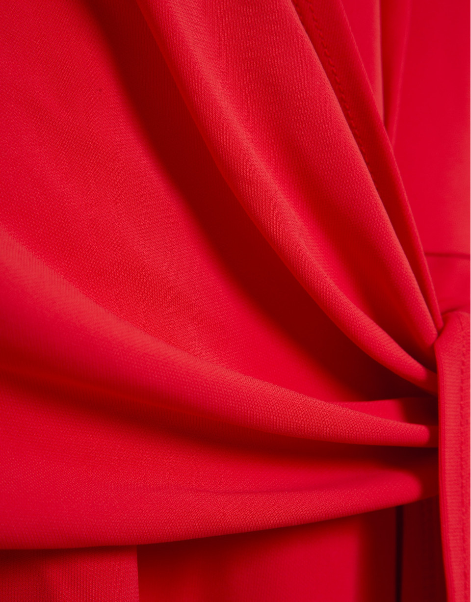 Vestido midi cruzado sin mangas punto rojo | Roberto Verino