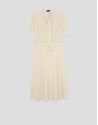 Beige three-quarter sleeve midi dress - Woman | Roberto Verino