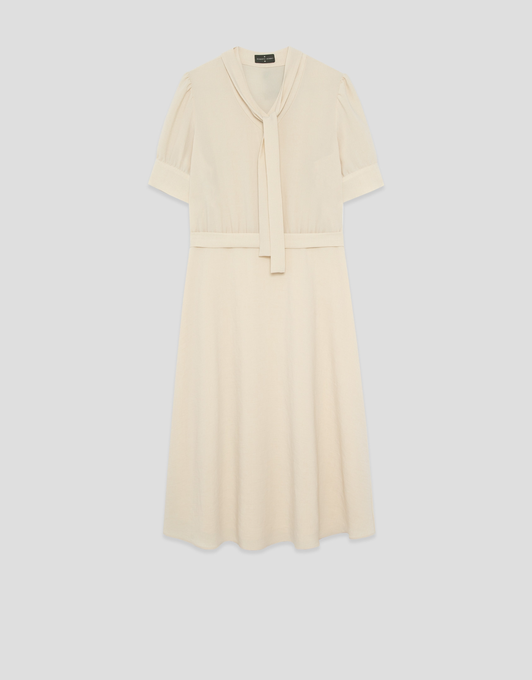 Beige three-quarter sleeve midi dress - Woman | Roberto Verino