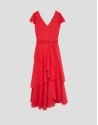 Vestido volantes gasa fluida rojo - Mujer | Roberto Verino