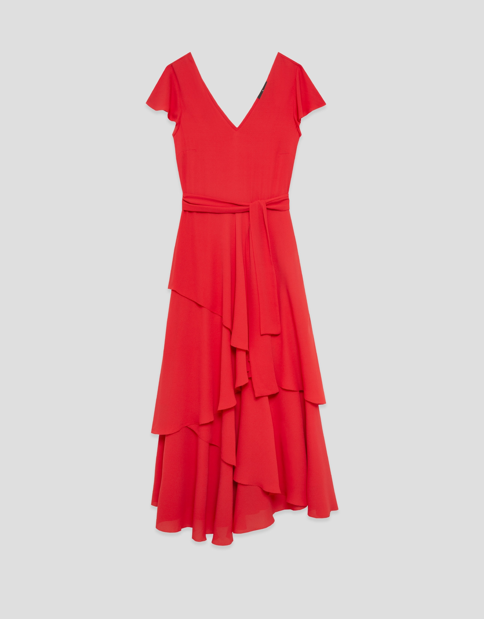 Vestido volantes gasa fluida rojo - Mujer | Roberto Verino