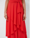 Red flowing chiffon ruffle dress - Woman | Roberto Verino